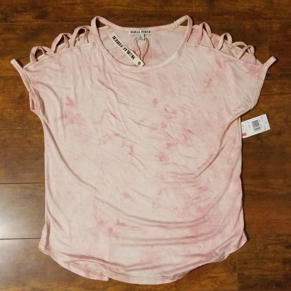 Blush Tie Dye Open Shoulder Top